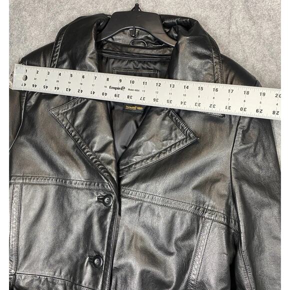 Vintage Wilson Leather Trench Coat Womens XL Black Thinsulate Ultra Insulation - Picture 2 of 15